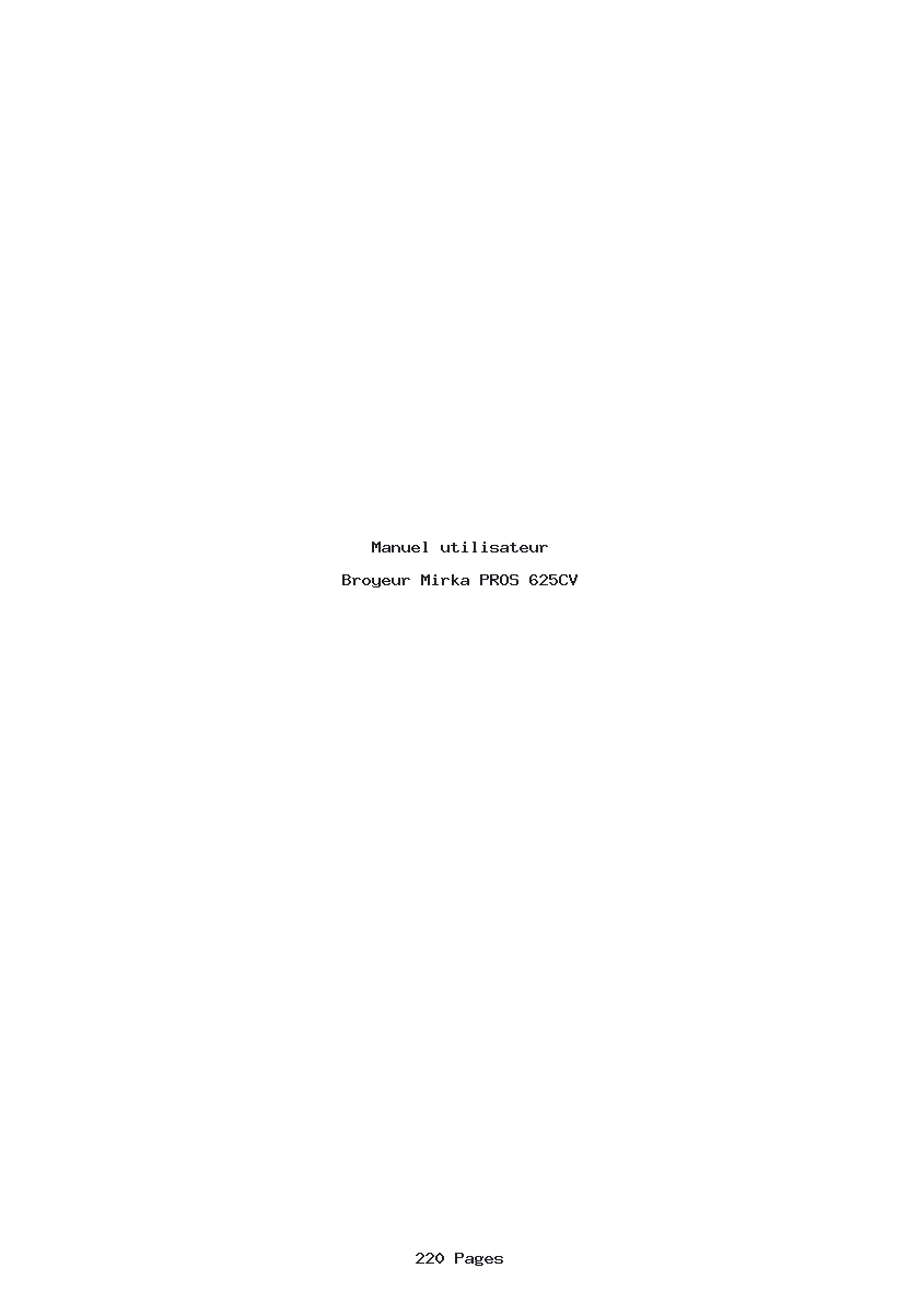 Page 1 de la notice Manuel utilisateur Mirka PROS 625CV