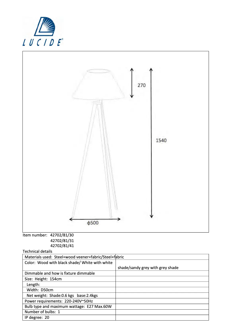 Página 1 del manual Manual de usuario Lucide Jolli 42702/81/41