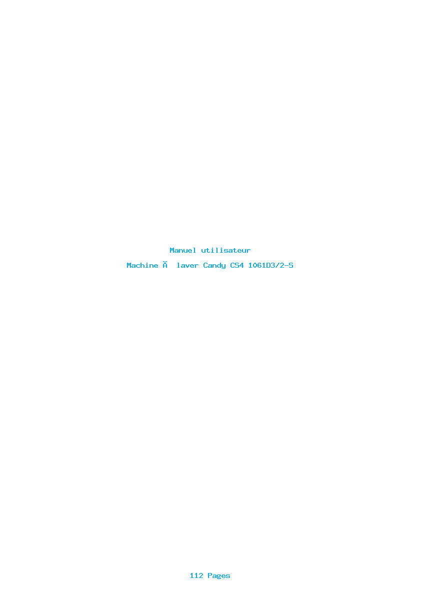 Page 1 de la notice Manuel utilisateur Candy CS4 1061D3/2-S