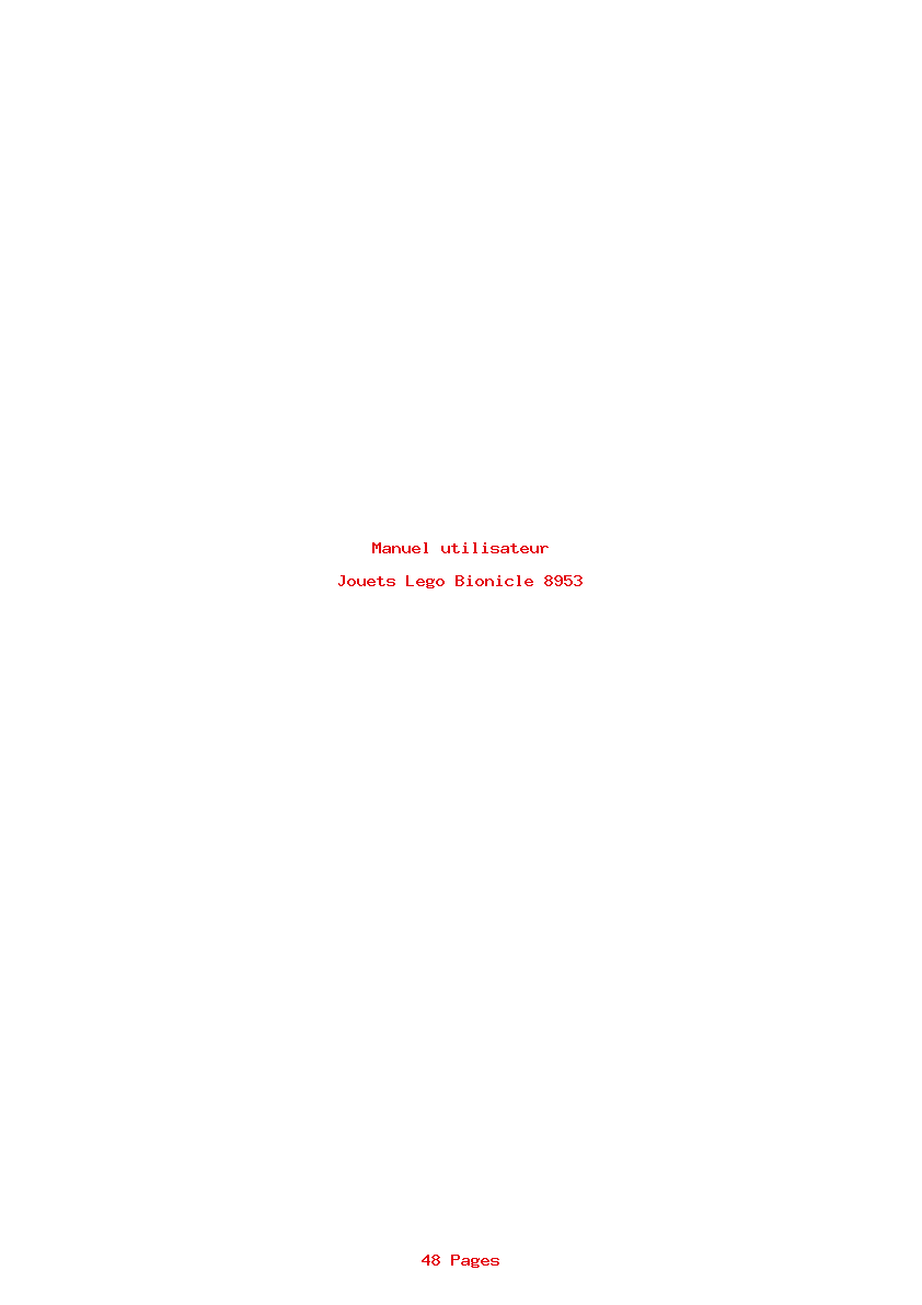 Page 1 de la notice Manuel utilisateur Lego Bionicle 8953