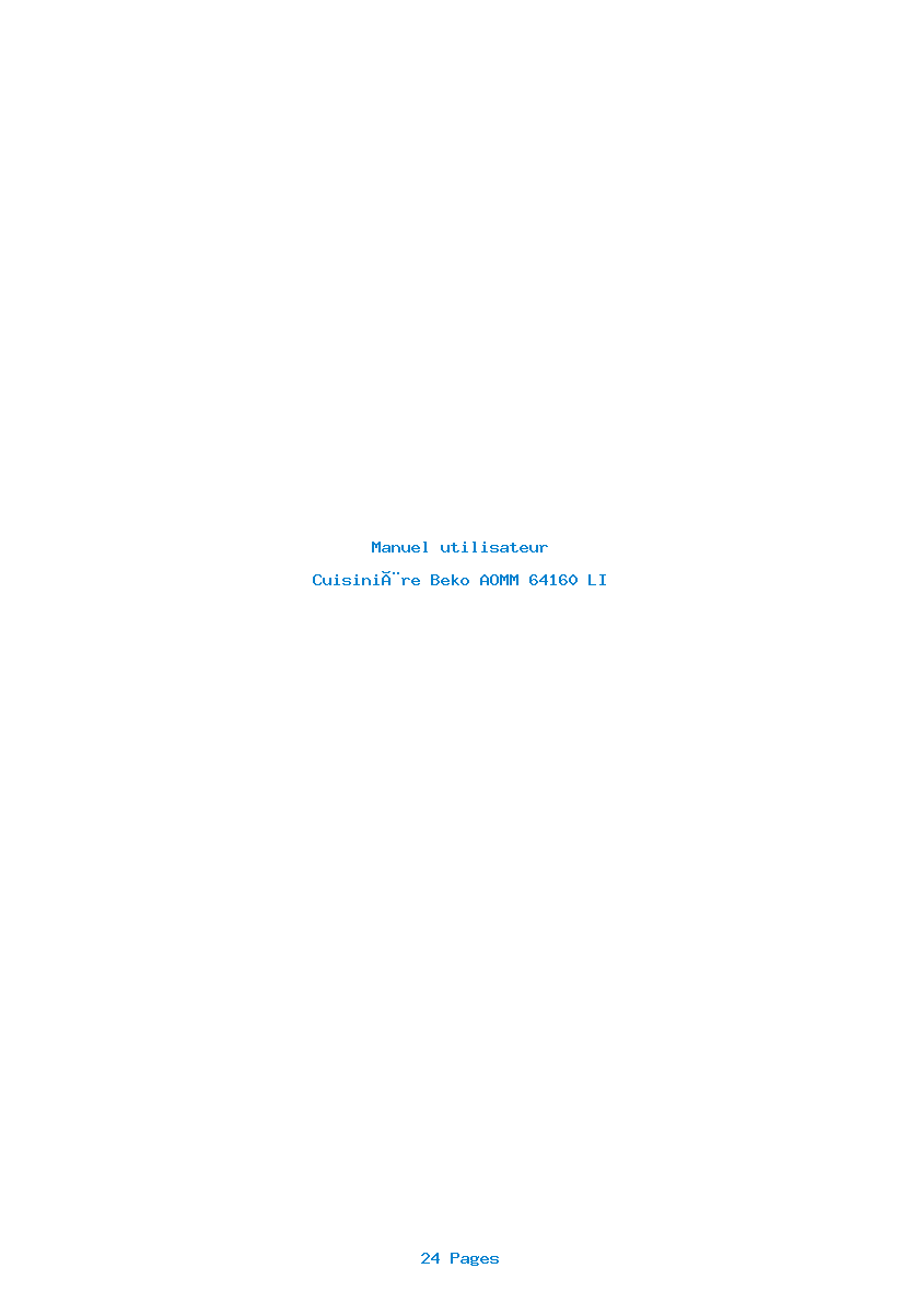 Page 1 de la notice Manuel utilisateur Beko AOMM 64160 LI