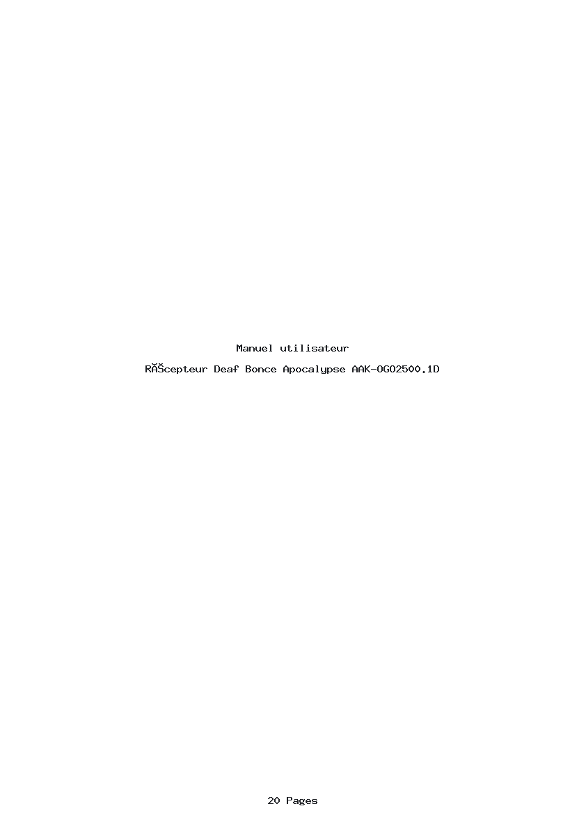 Page 1 de la notice Manuel utilisateur Deaf Bonce Apocalypse AAK-OGO2500.1D