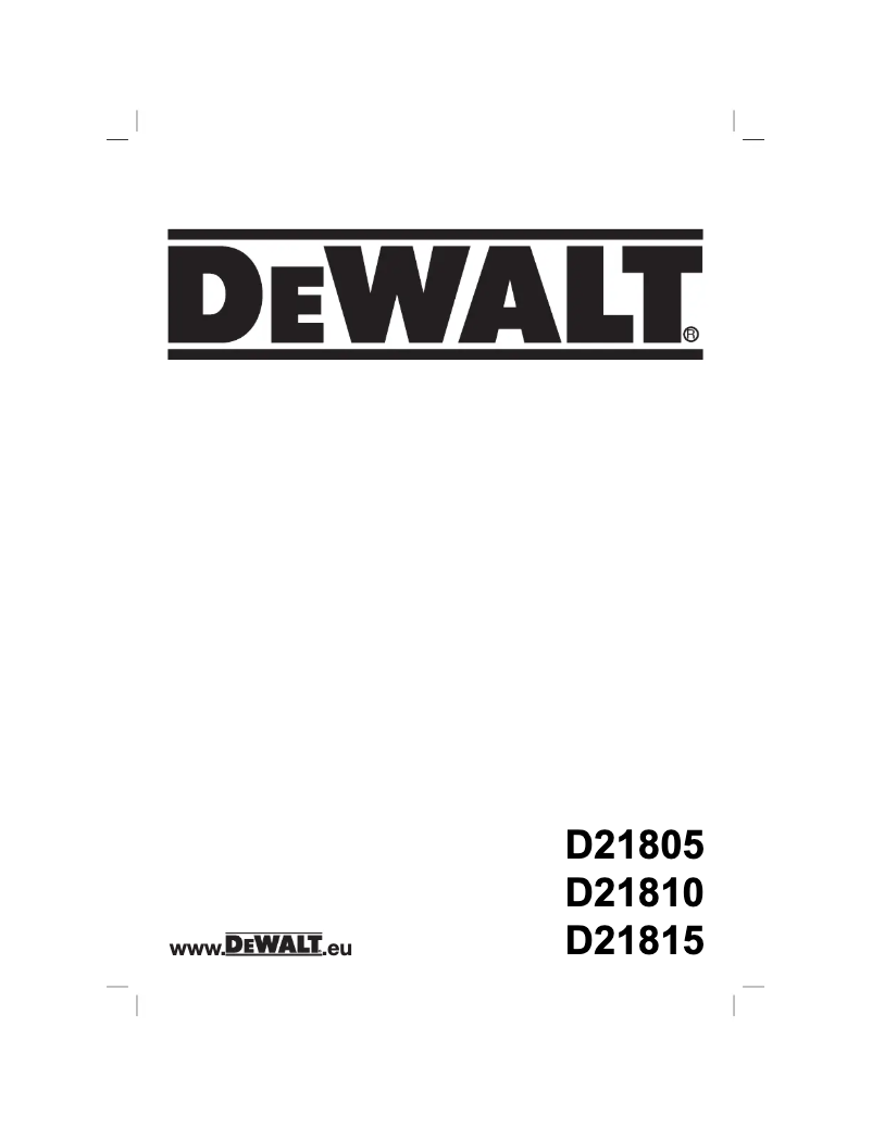 Page 1 de la notice Manuel utilisateur DeWalt D21805
