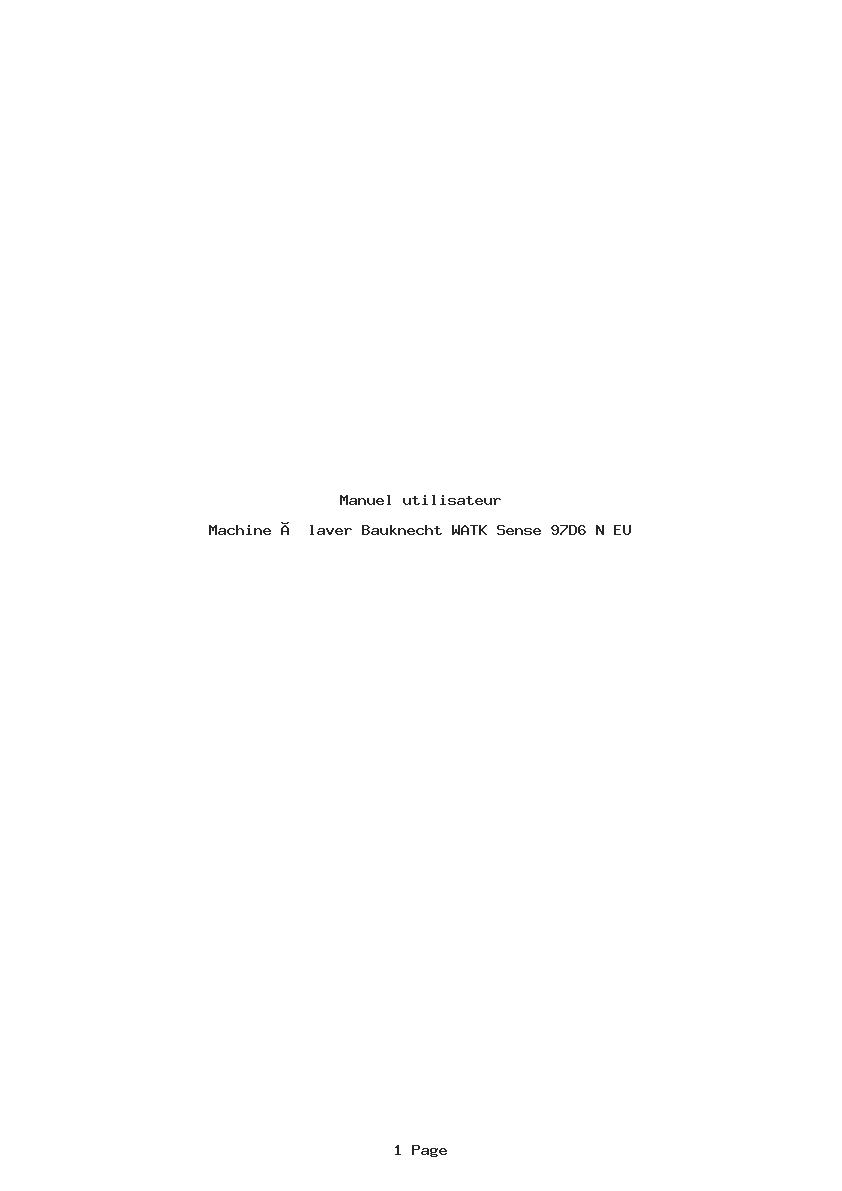 Page 1 de la notice Manuel utilisateur Bauknecht WATK Sense 97D6 N EU