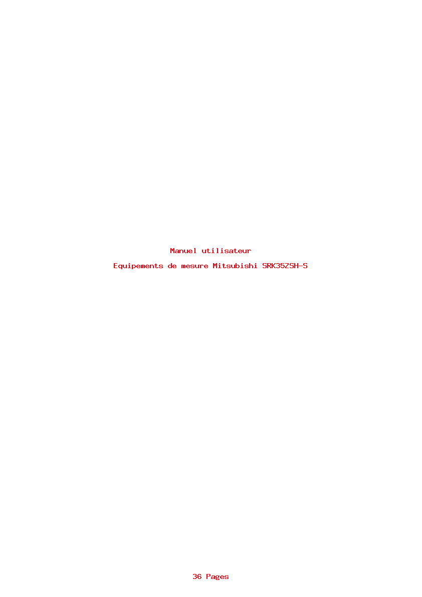 Page 1 de la notice Manuel utilisateur Mitsubishi SRK35ZSH-S