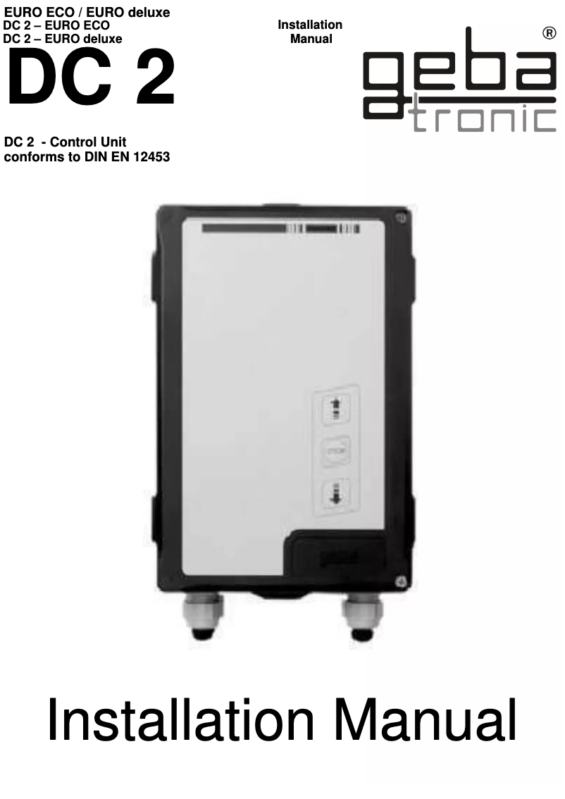 Page 1 de la notice Manuel utilisateur Geba Tronic DC 2 EN deLuxe
