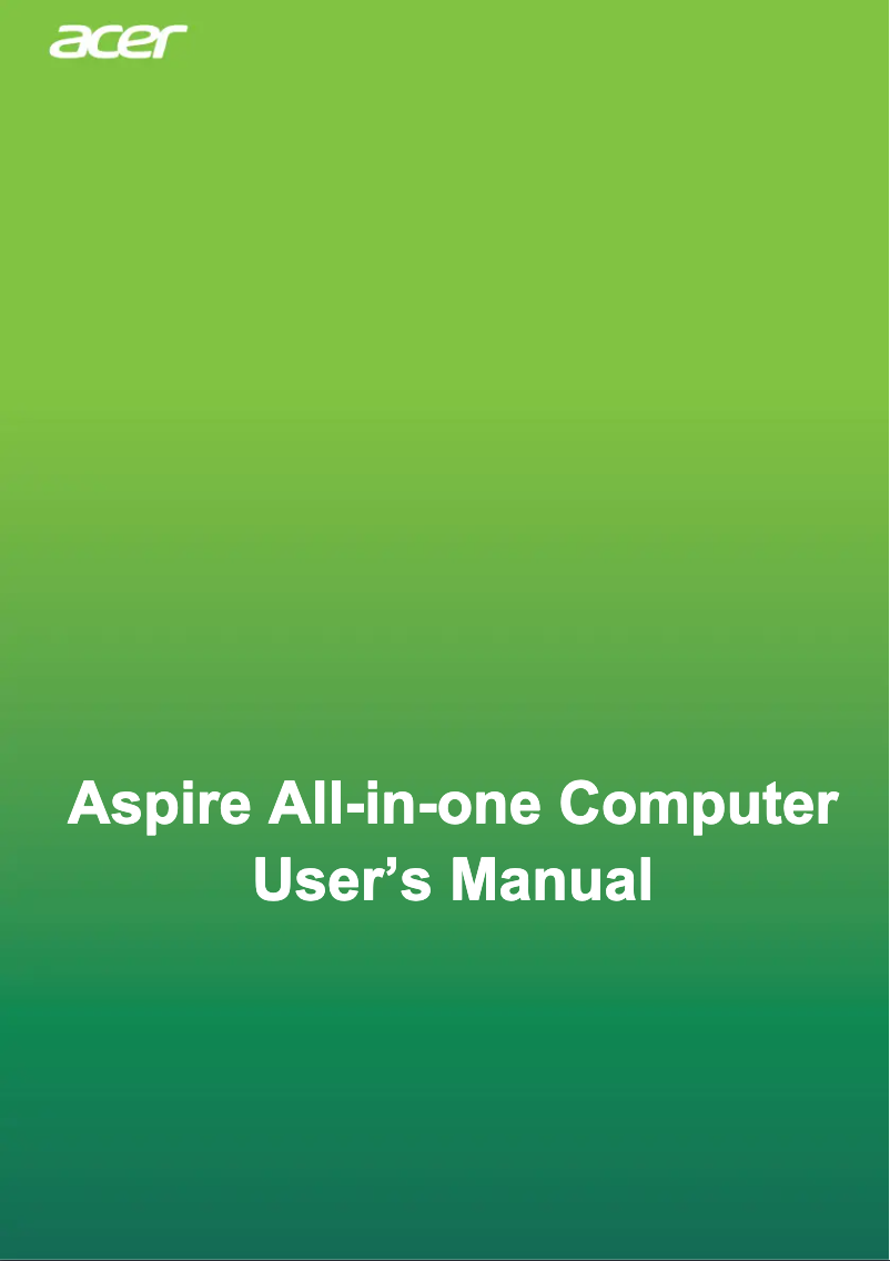 Page 1 of the manual Instruction Manual Acer Aspire C22-960