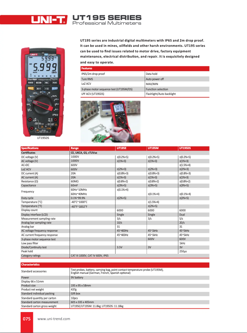 Page 1 of the manual User Manual Uni-T UT195DS