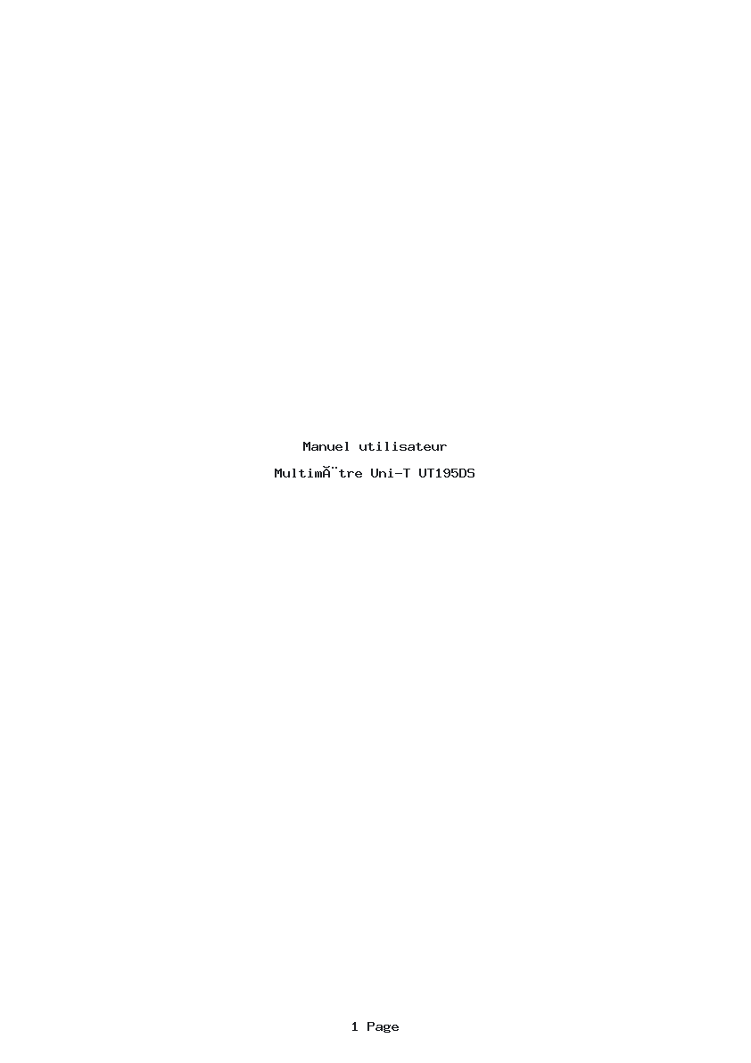 Page 1 de la notice Manuel utilisateur Uni-T UT195DS