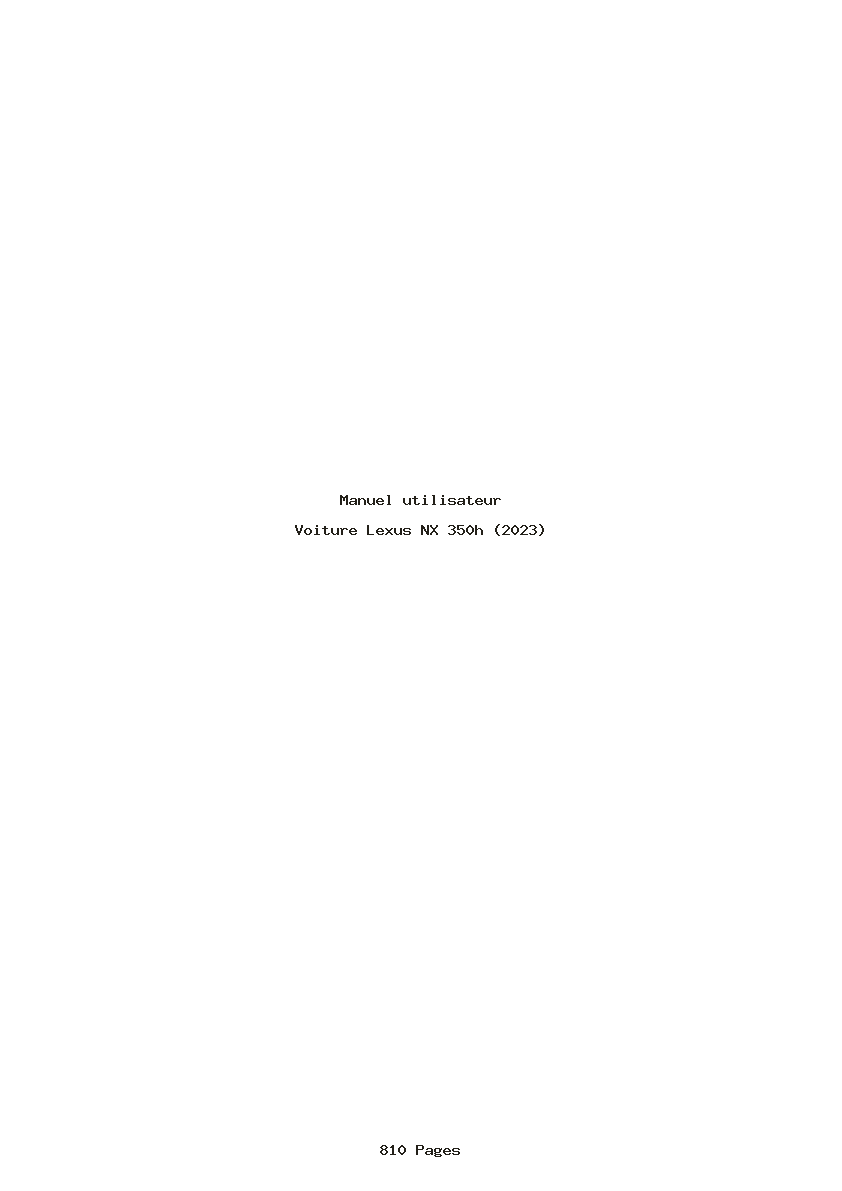 Page 1 de la notice Manuel utilisateur Lexus NX 350h (2023)