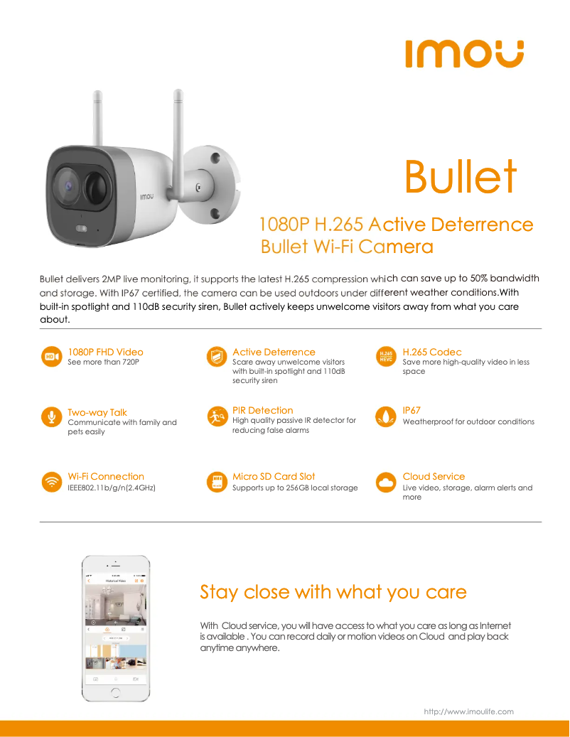 Page 1 de la notice Fiche technique Imou New Bullet