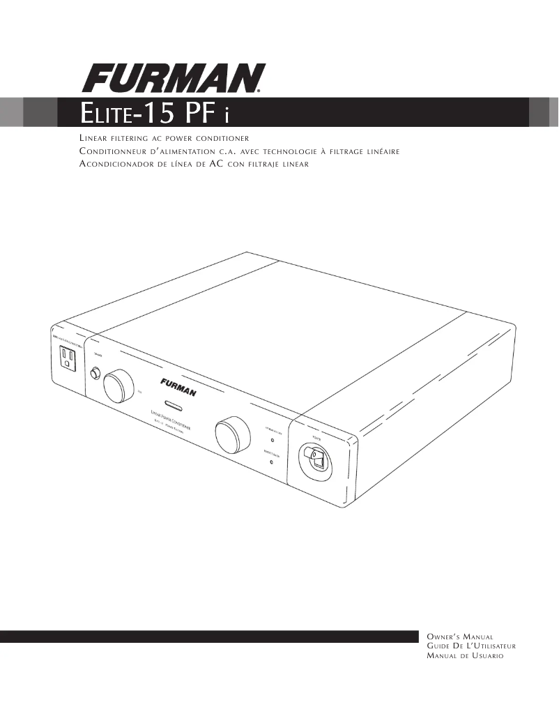 Page 1 de la notice Manuel utilisateur Furman Elite-15 PFi