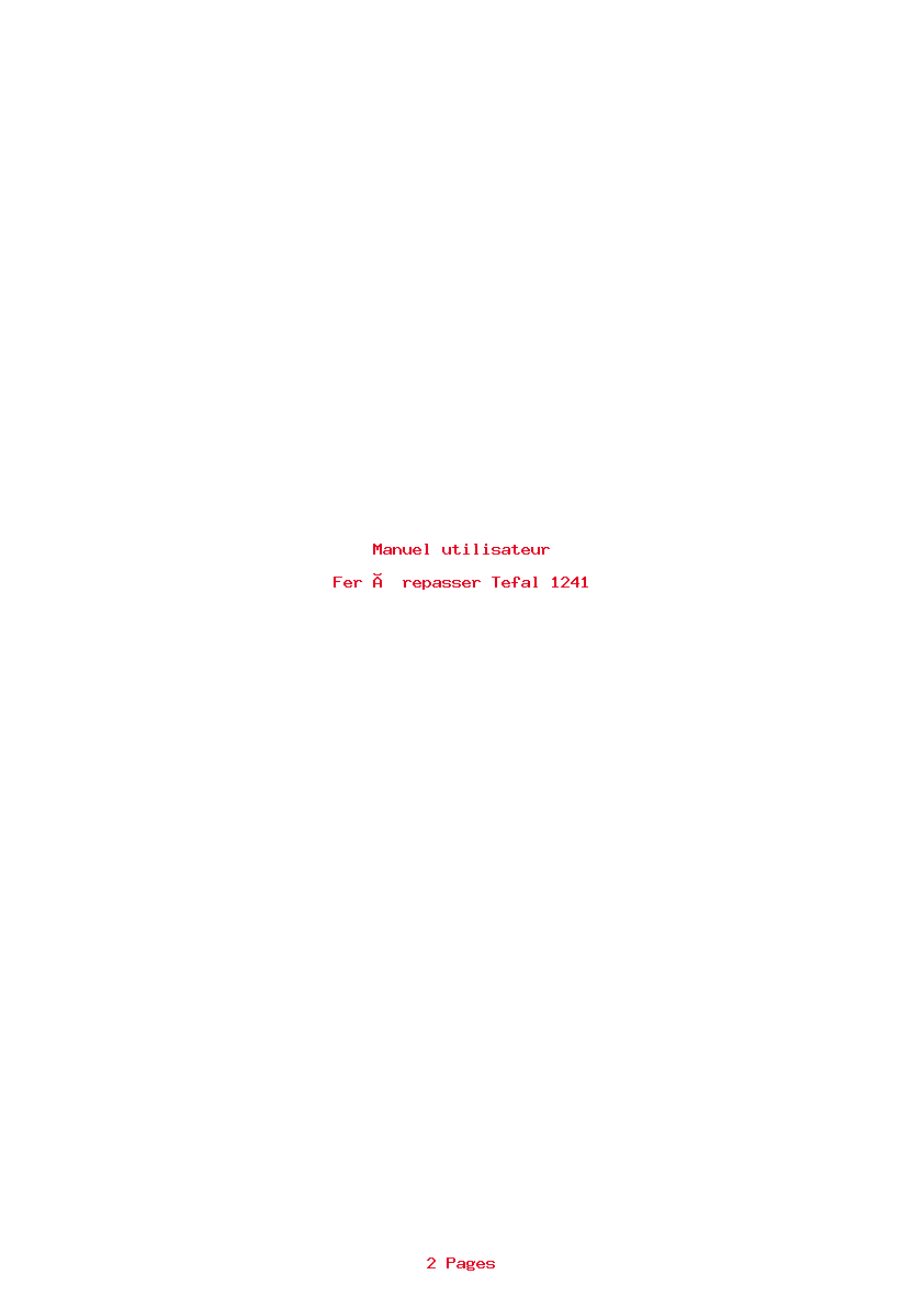 Page 1 de la notice Manuel utilisateur Tefal 1241