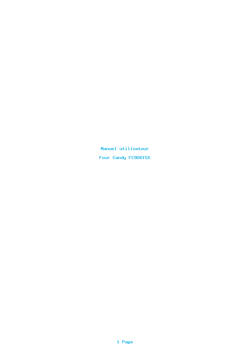 Page 1 de la notice Manuel utilisateur Candy FC9D815X