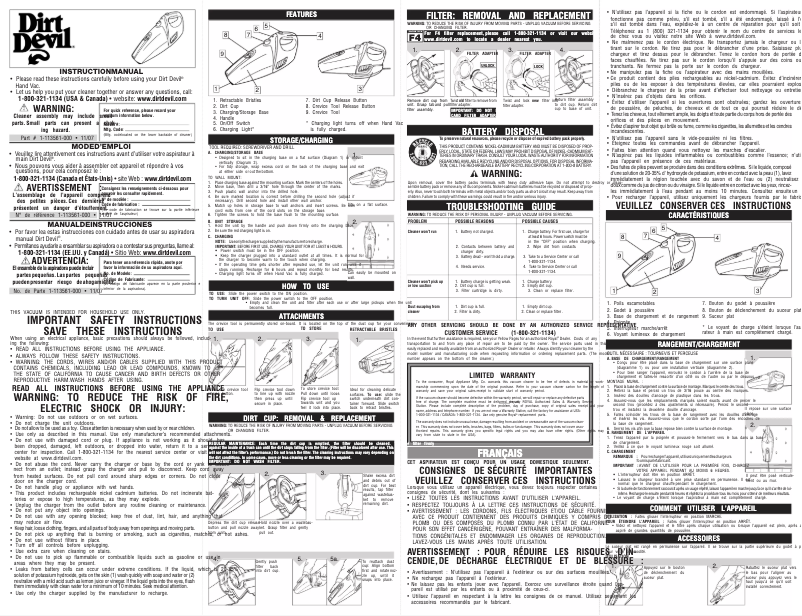 Page 1 of the manual User Manual Dirt Devil Accucharge