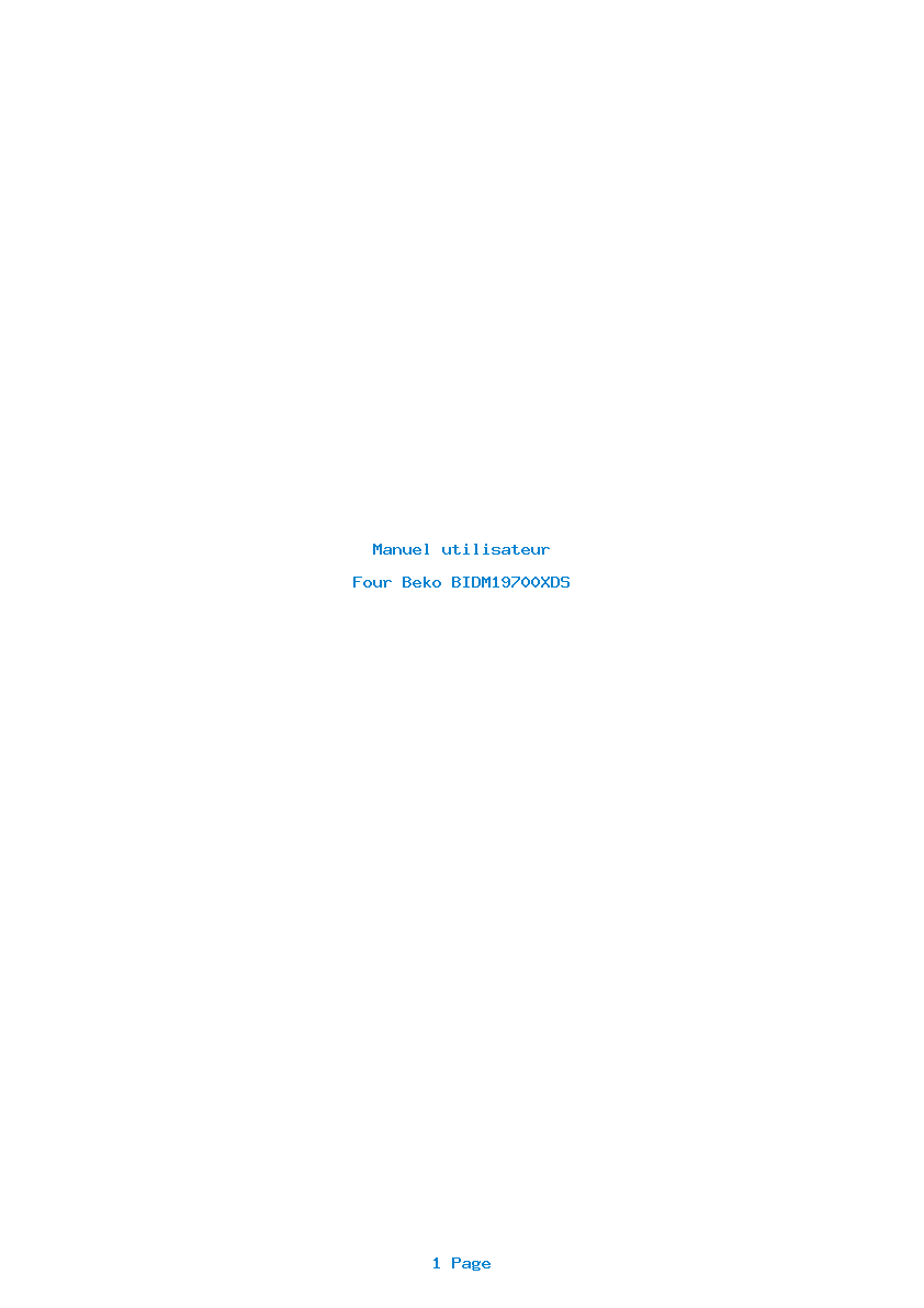 Page 1 de la notice Manuel utilisateur Beko BIDM19700XDS