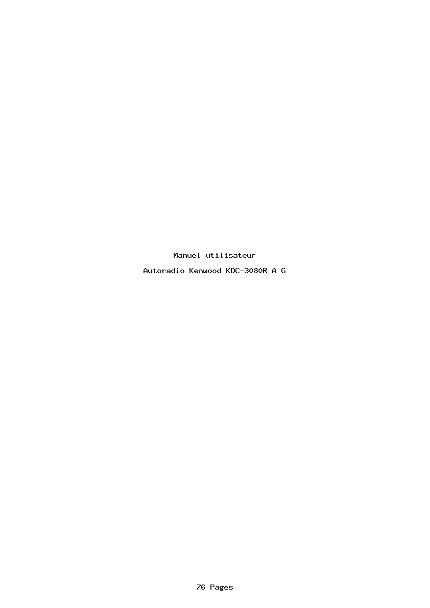 Page 1 de la notice Manuel utilisateur Kenwood KDC-3080R A G
