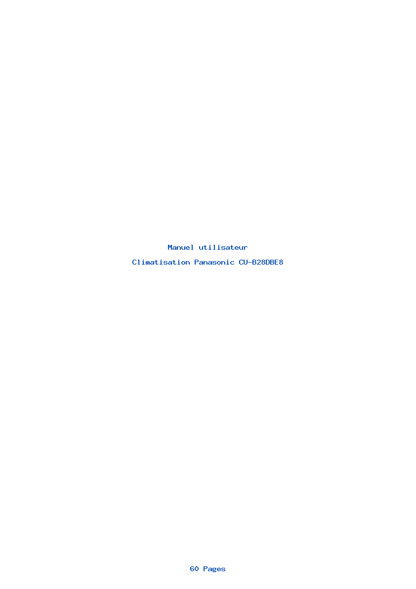Page 1 de la notice Manuel utilisateur Panasonic CU-B28DBE8