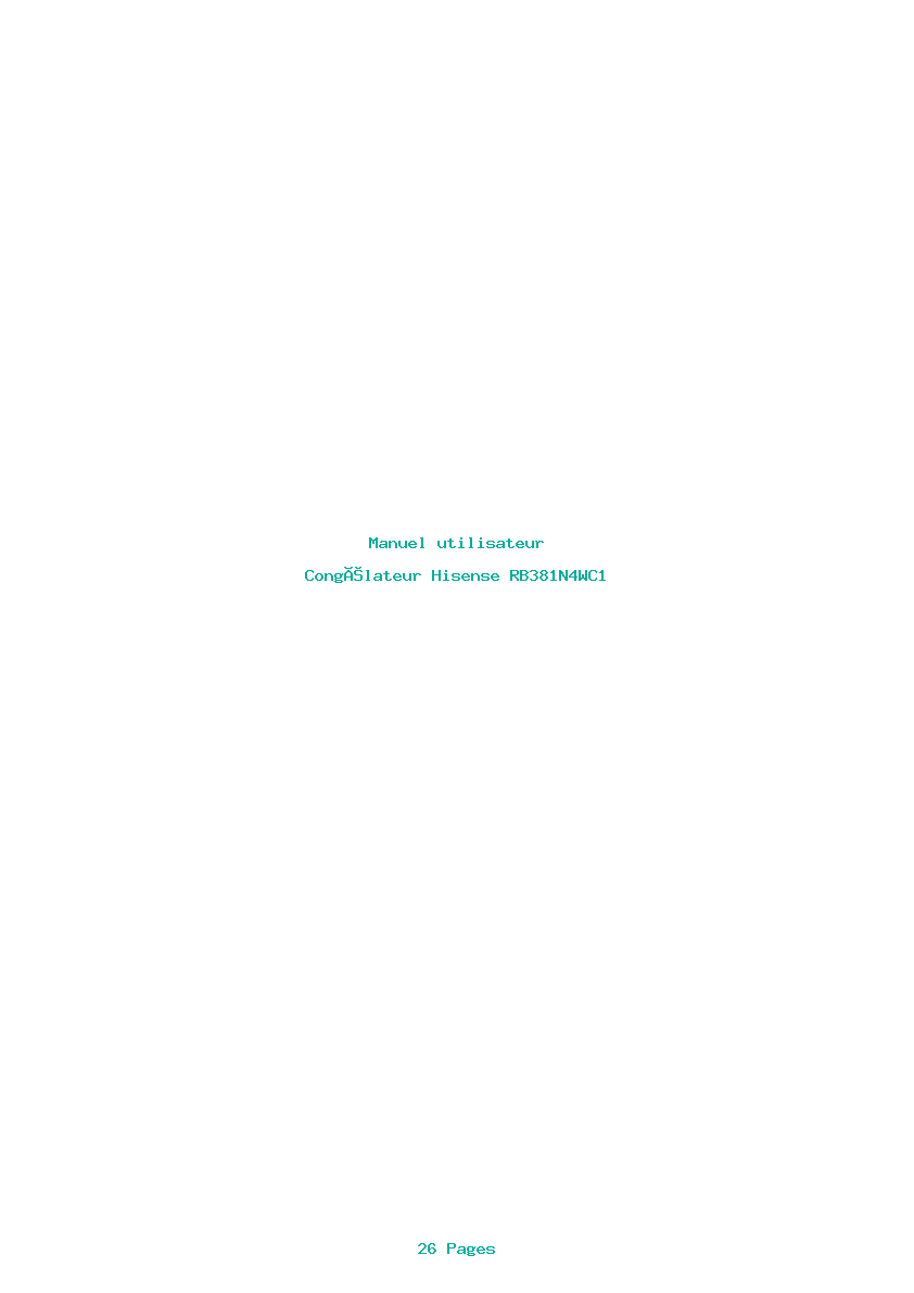 Page 1 de la notice Manuel utilisateur Hisense RB381N4WC1