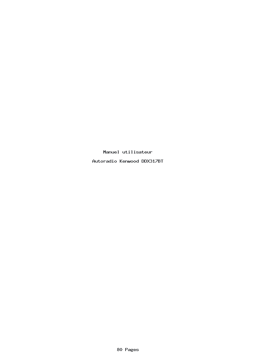 Page 1 de la notice Manuel utilisateur Kenwood DDX317BT