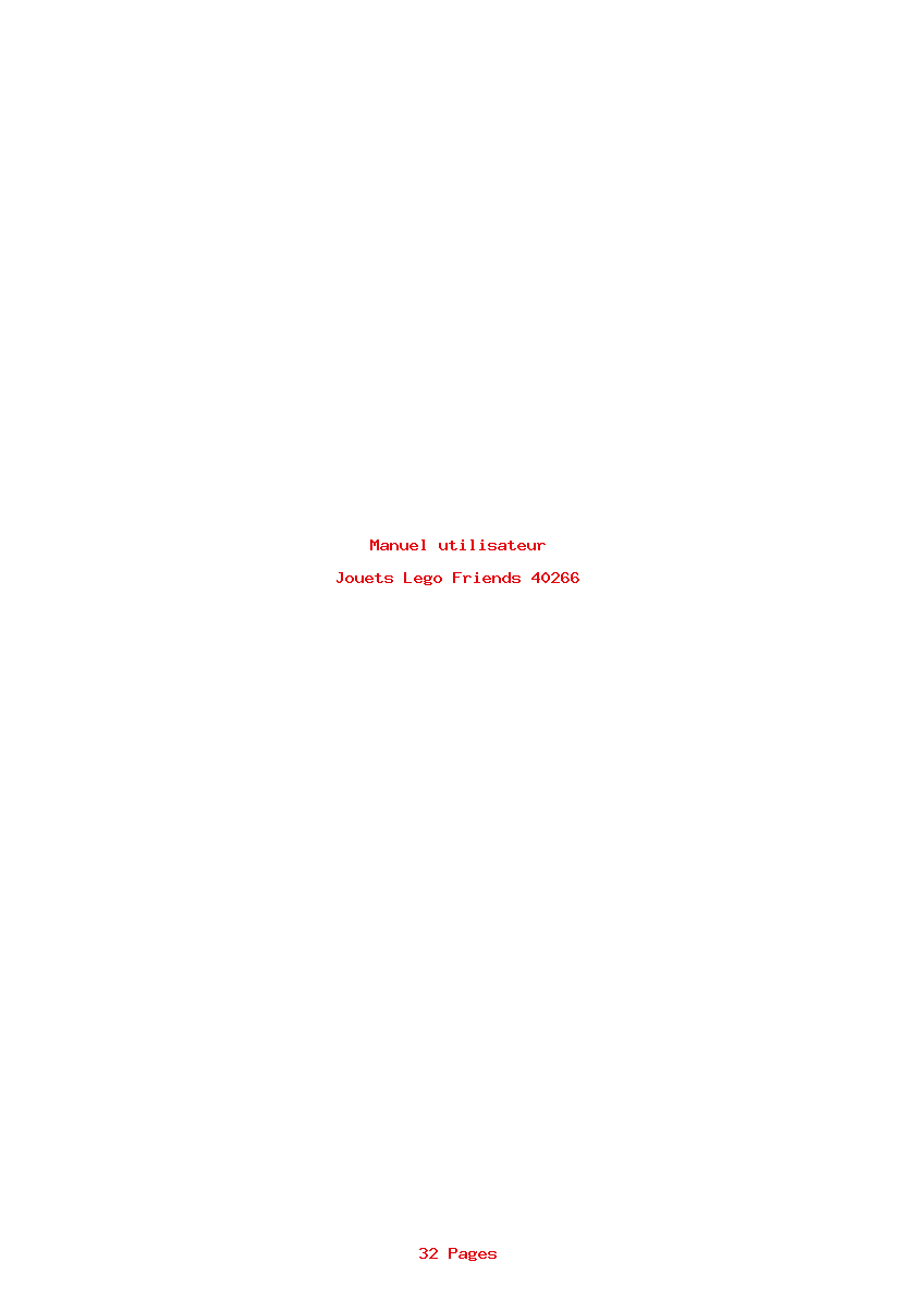 Page 1 de la notice Manuel utilisateur Lego Friends 40266