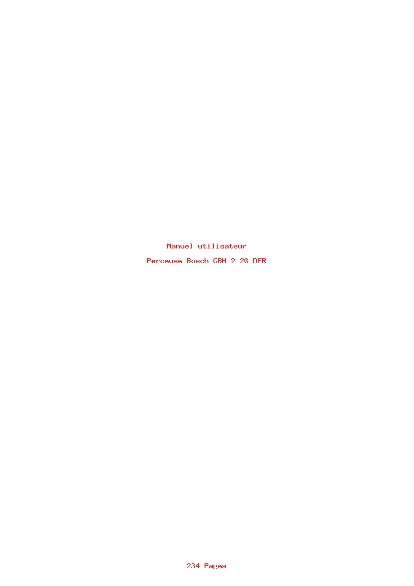 Page 1 de la notice Manuel utilisateur Bosch GBH 2-26 DFR