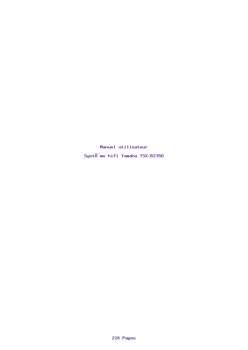 Page 1 de la notice Manuel utilisateur Yamaha TSX-B235D