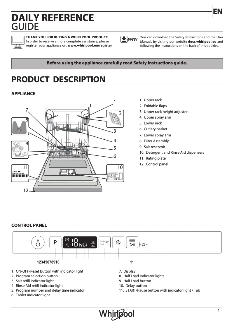 Página 1 del manual Manual de usuario Whirlpool WIS 5020