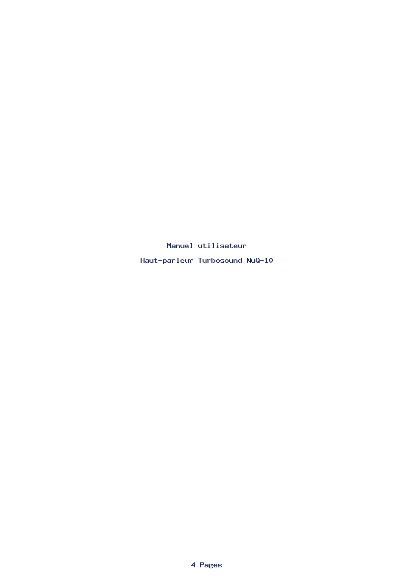 Page 1 de la notice Manuel utilisateur Turbosound NuQ-10