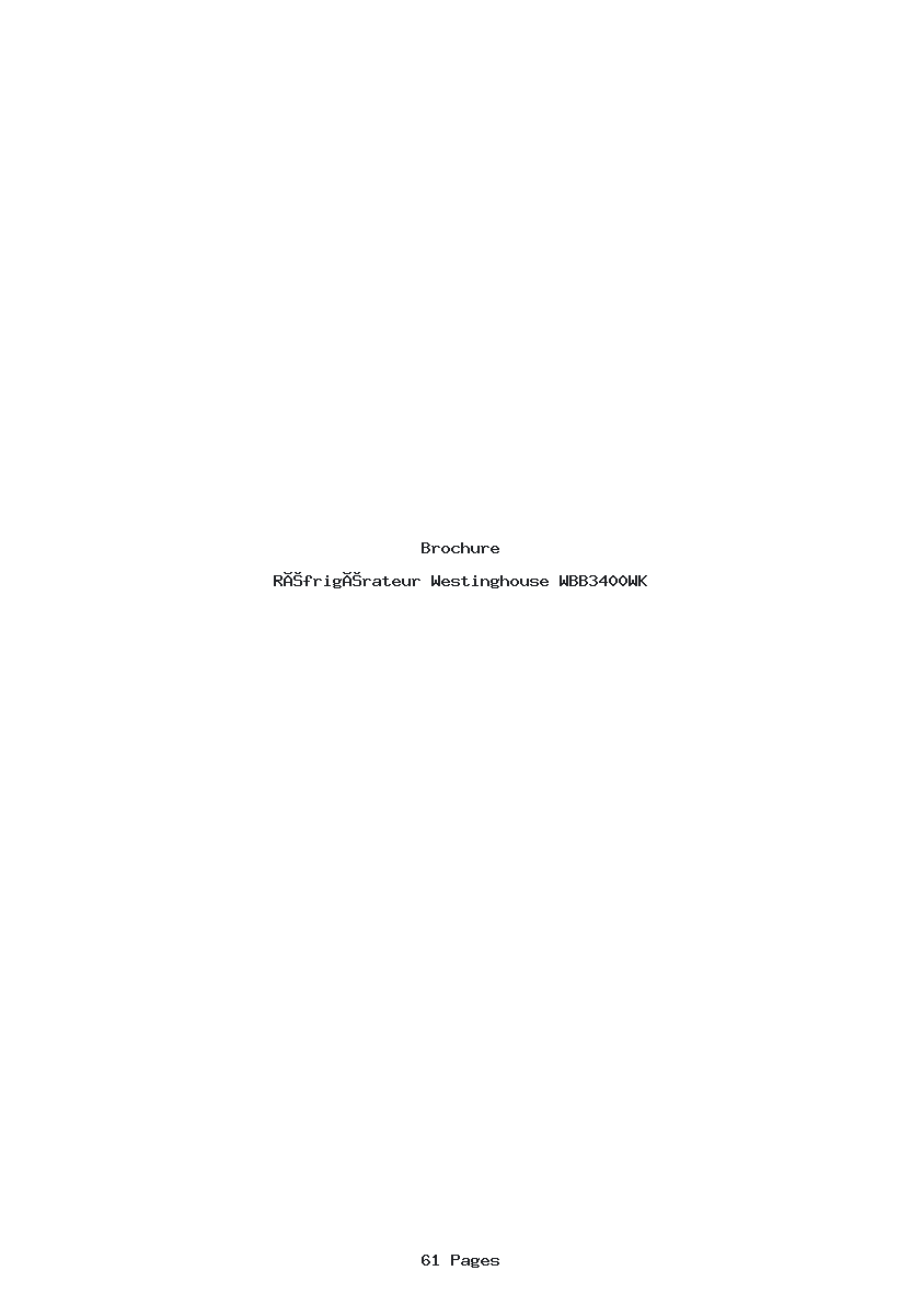 Page 1 de la notice Brochure Westinghouse WBB3400WK