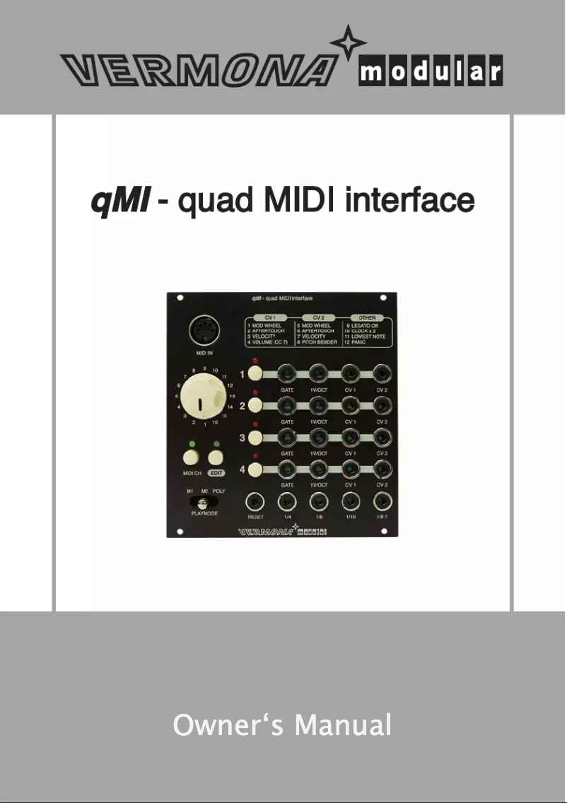 Page 1 de la notice Manuel utilisateur Vermona Modular qMI2