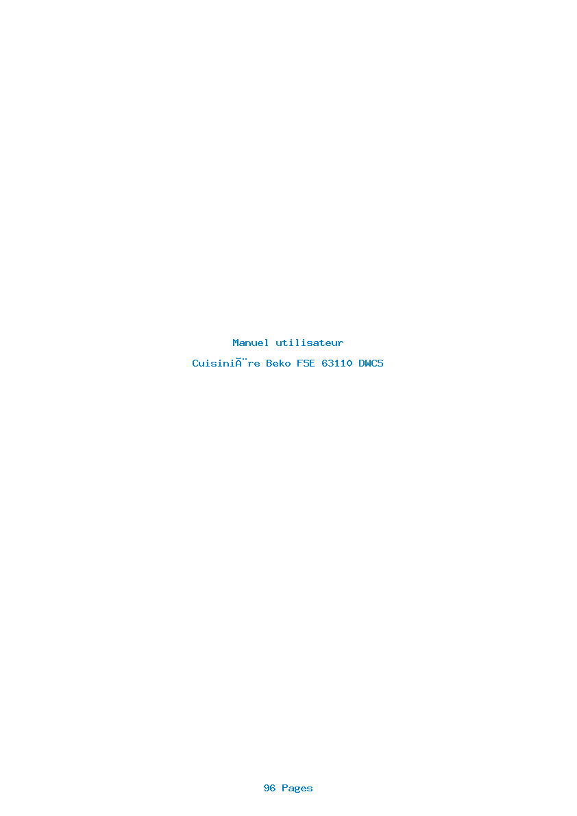Page 1 de la notice Manuel utilisateur Beko FSE 63110 DWCS