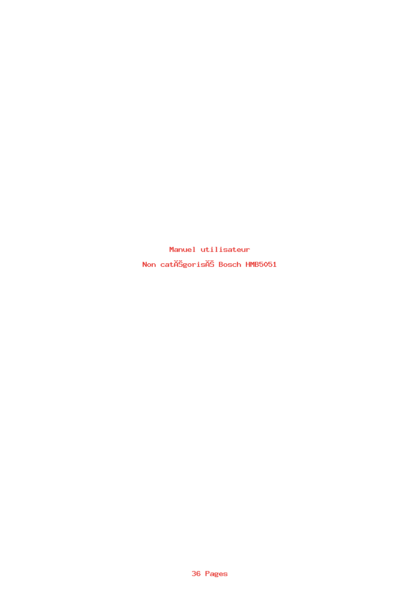 Page 1 de la notice Manuel utilisateur Bosch HMB5051