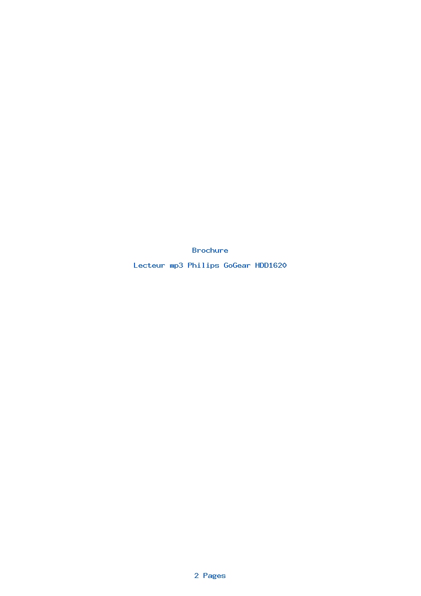 Page 1 de la notice Brochure Philips GoGear HDD1620