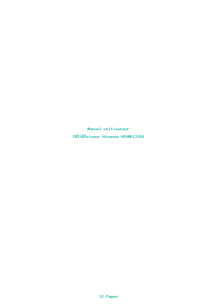 Page 1 de la notice Manuel utilisateur Hisense H55MEC3350