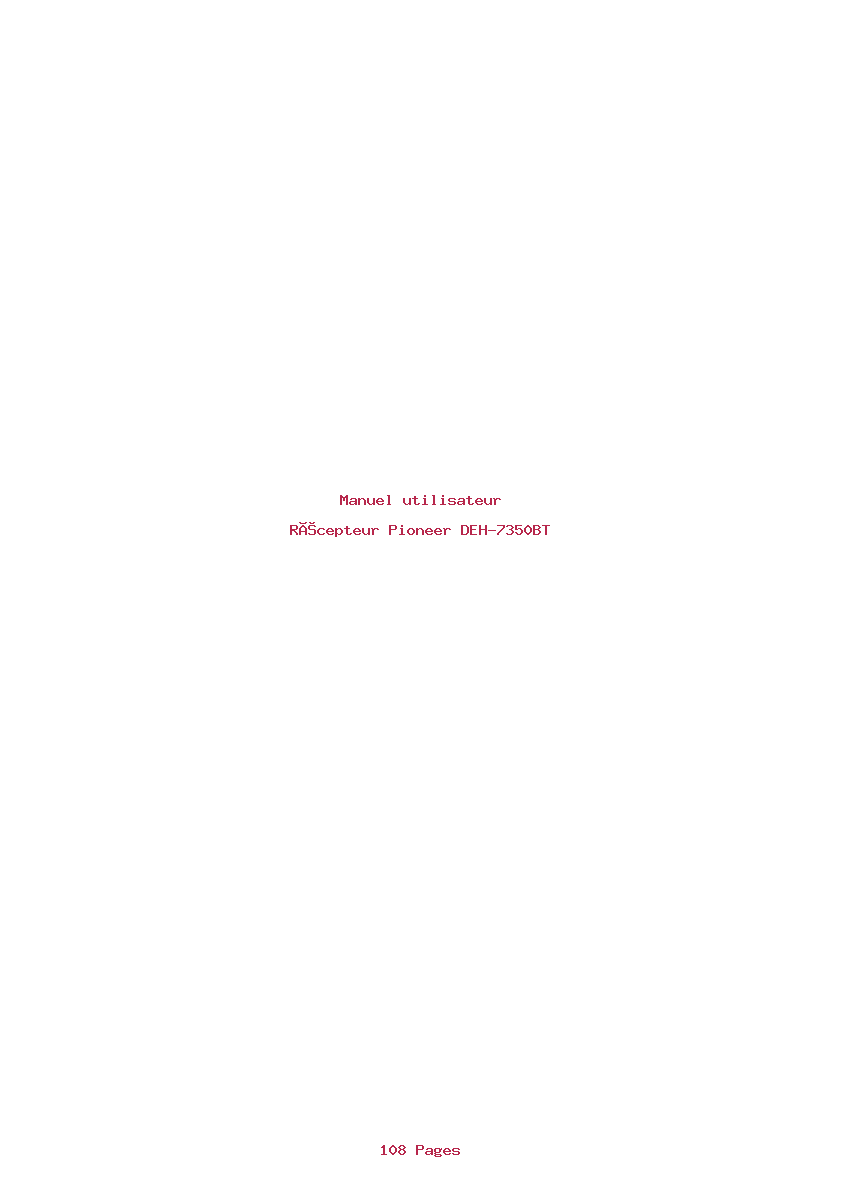 Page 1 de la notice Manuel utilisateur Pioneer DEH-7350BT