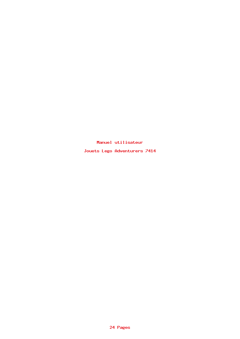 Page 1 de la notice Manuel utilisateur Lego Adventurers 7414
