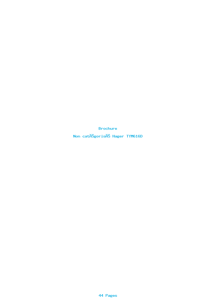 Page 1 de la notice Brochure Hager TYM616D