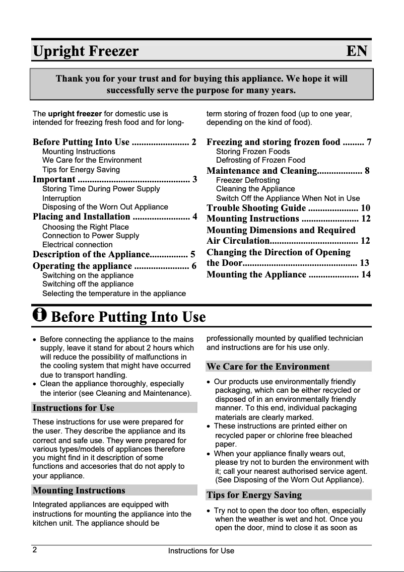 Page 1 de la notice Manuel utilisateur Gorenje FI4091AW