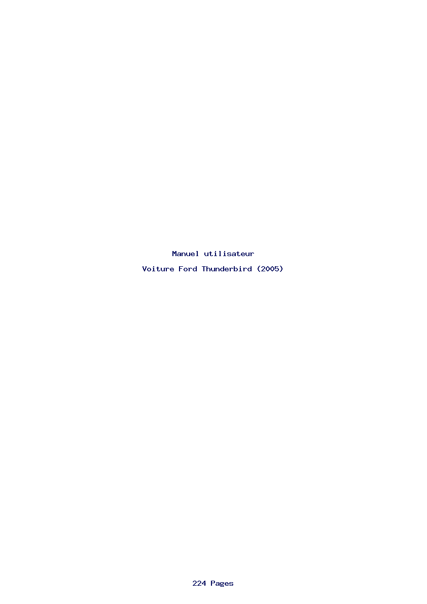 Page 1 de la notice Manuel utilisateur Ford Thunderbird (2005)