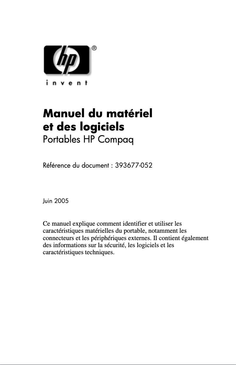Page n°1 - Manuel utilisateur HP Compaq nx6110