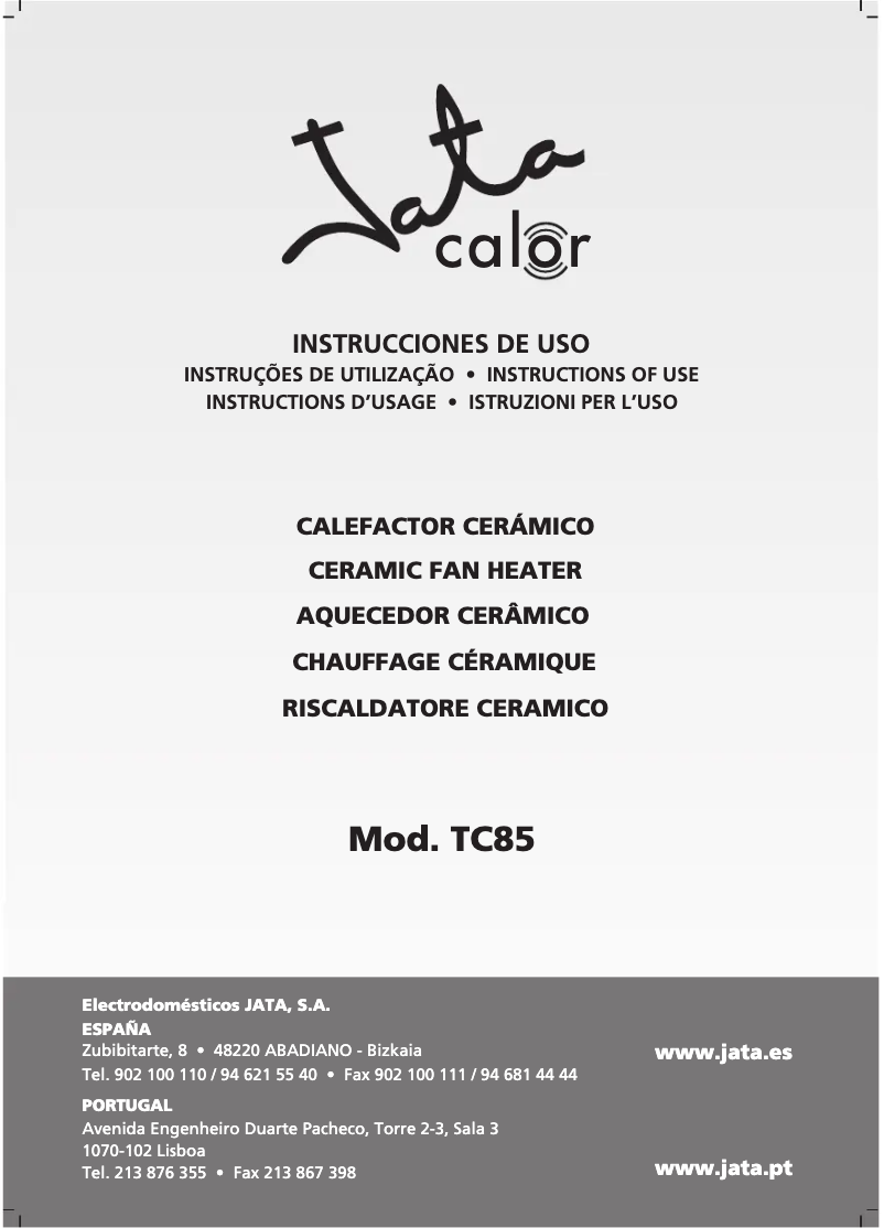 Page 1 de la notice Manuel utilisateur Jata TC85
