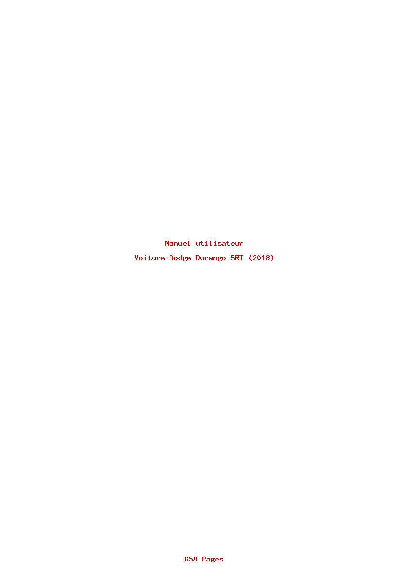 Image de la première page du manuel de l'appareil Durango SRT (2018)