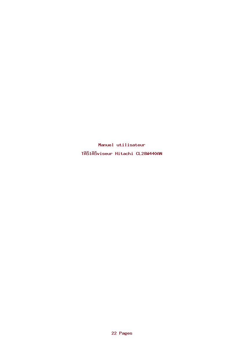 Page 1 de la notice Manuel utilisateur Hitachi CL28W440AN
