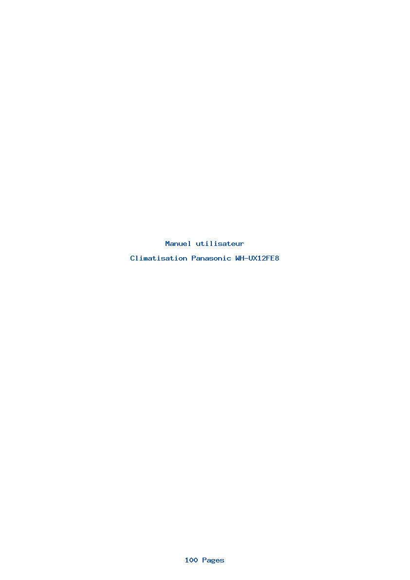 Page 1 de la notice Manuel utilisateur Panasonic WH-UX12FE8