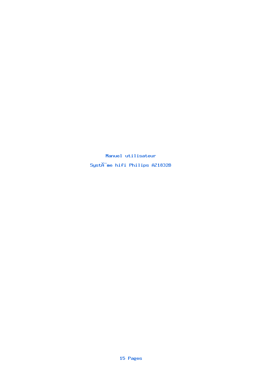 Page 1 de la notice Manuel utilisateur Philips AZ1832B