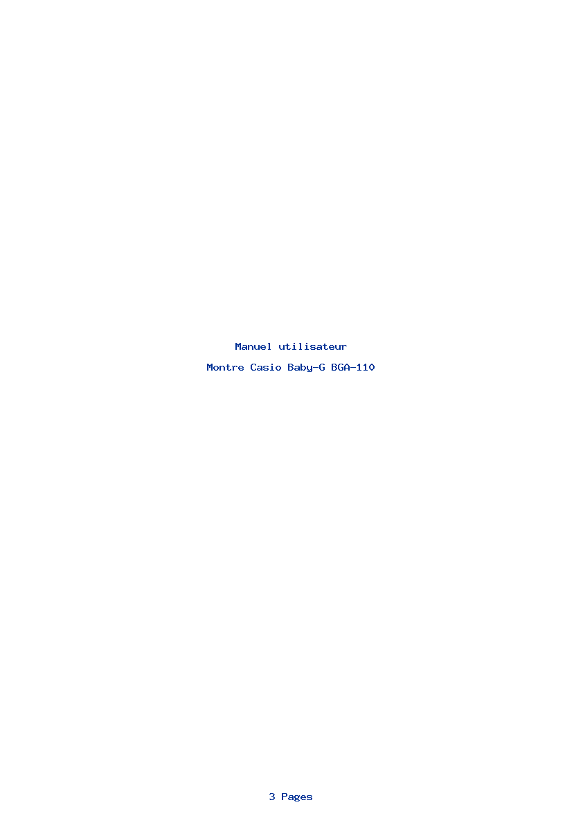 Page 1 de la notice Manuel utilisateur Casio Baby-G BGA-110