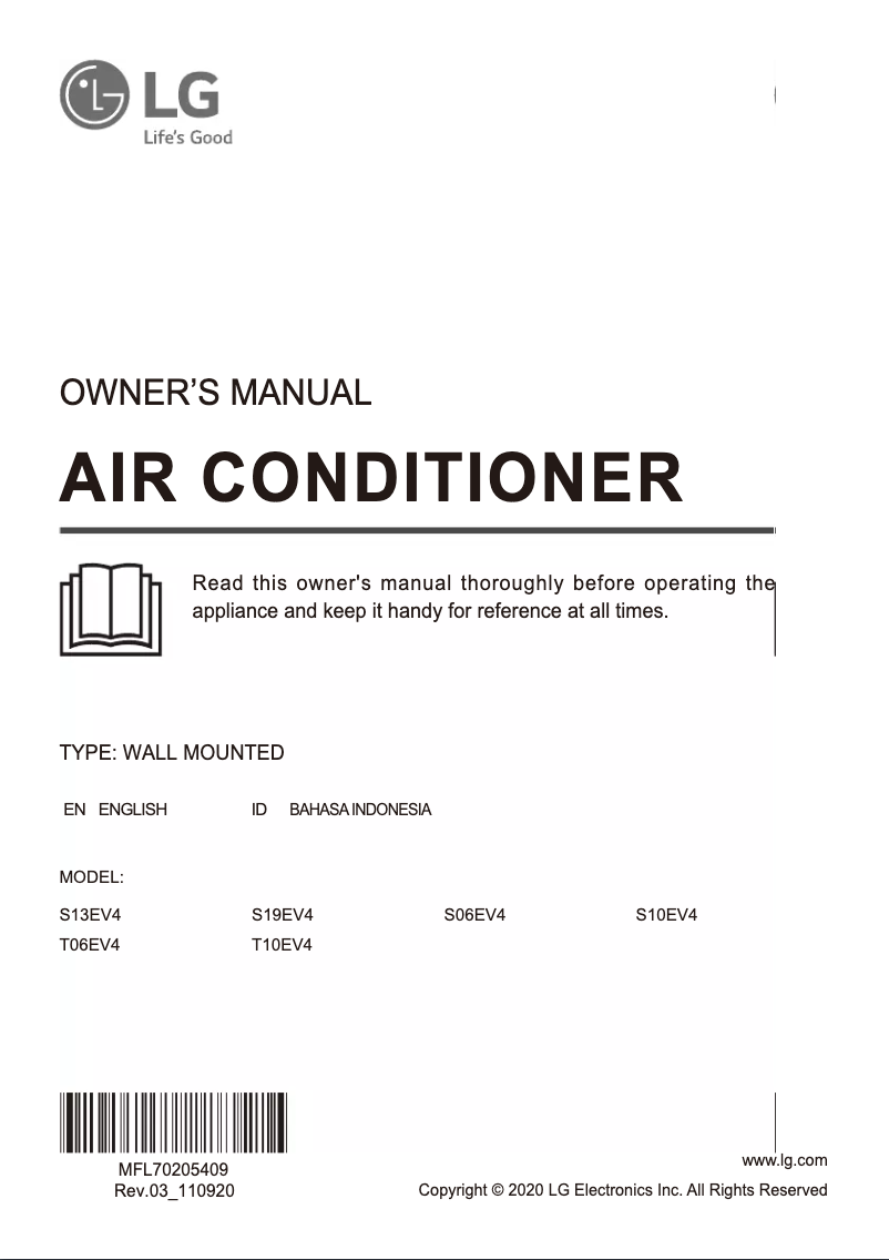 Page 1 de la notice Manuel utilisateur LG S13EV4