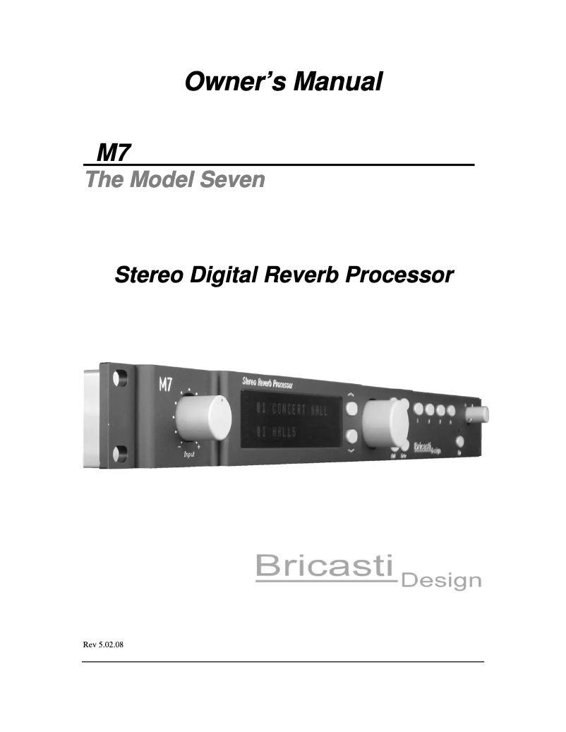 Page 1 de la notice Manuel utilisateur Bricasti Design M7