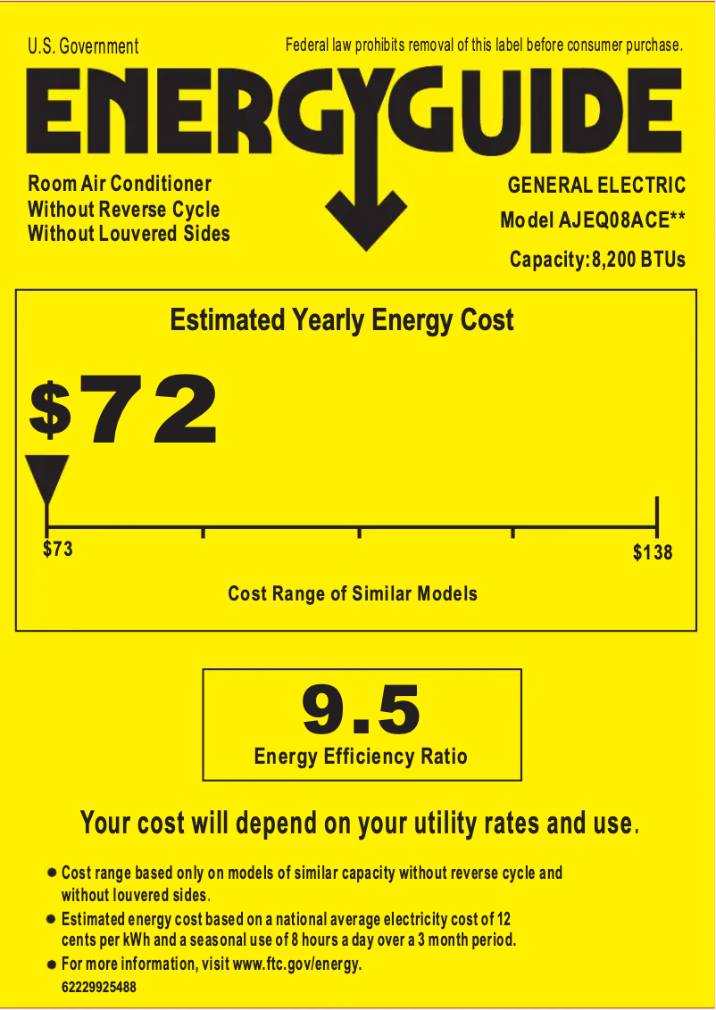 Página 1 del manual Etiqueta energética GE AJEQ09DCE